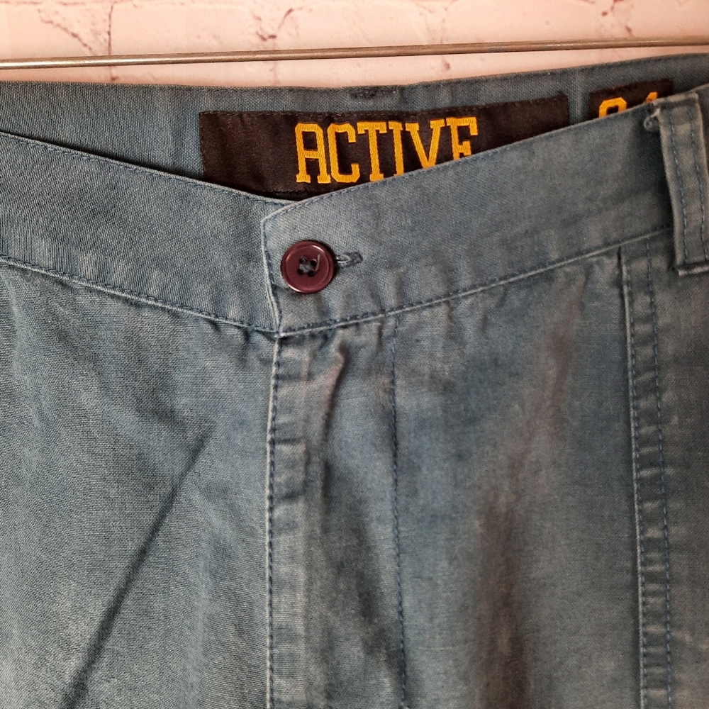 Active Men's Blue Flat Front Shorts Sz.34 - Picture 5 of 13